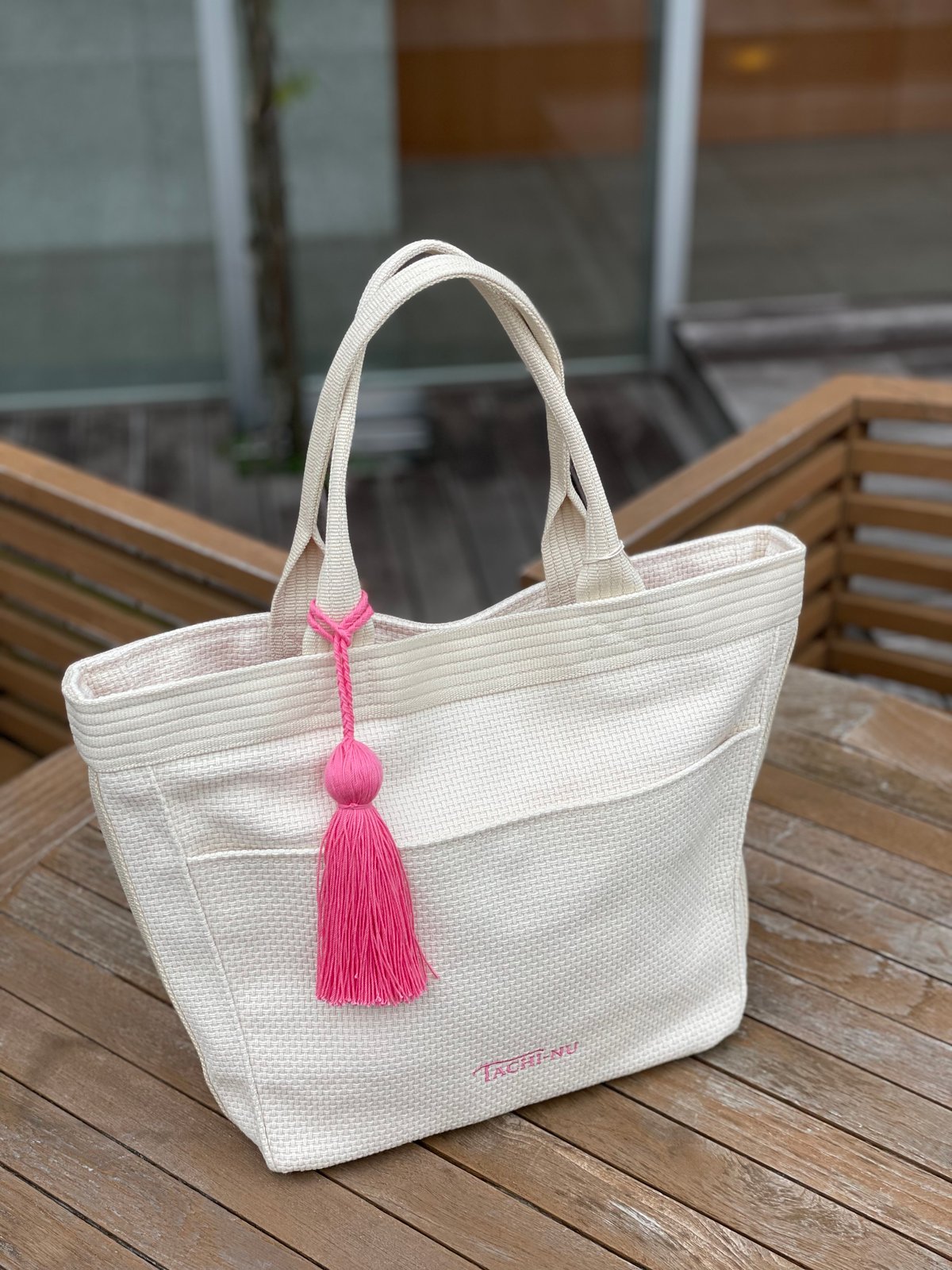 UNIVERSALトート数量限定IVORY※ピンク刺繍 | TACHI-NU