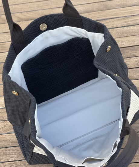 TASSELトートバッグ両面Lサイズ ブラック×グレージュ