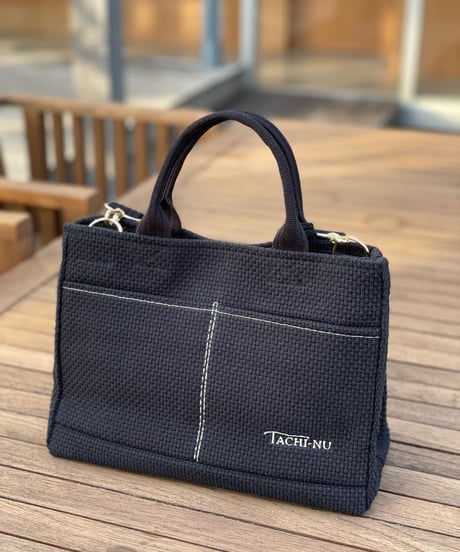 TASSELトートバッグ両面Sサイズ BLACK×GREIGE ※ショルダーストラップ&タッセルチャーム付き