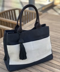 TASSELトートバッグ両面Lサイズ ブラック×グレージュ