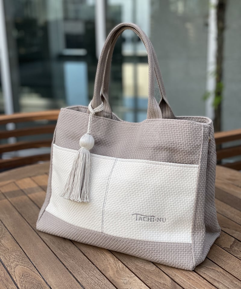 TASSELトートバッグ両面Lサイズ グレージュ | TACHI-NU