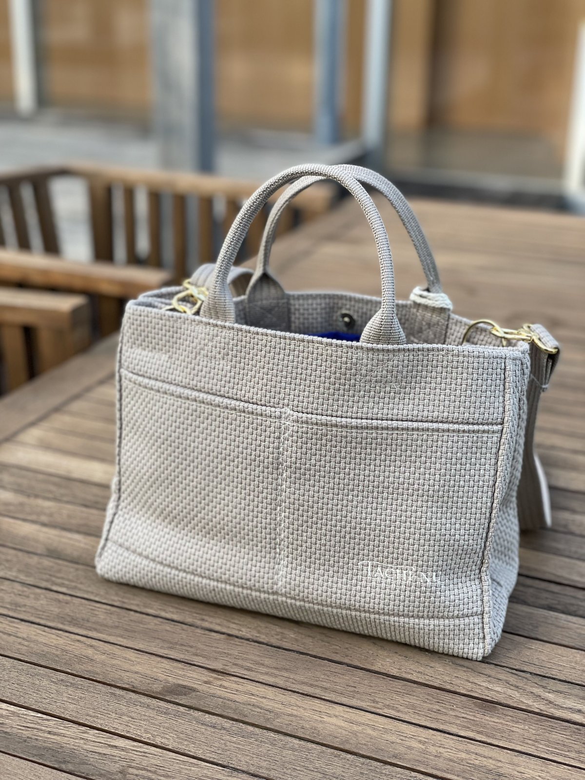 TASSELトートバッグ両面(S)グレージュ※ストラップ&タッセル TASSELトートバッグ両面(S)グレージュ※ストラップ&タッセル