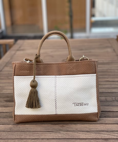 再販！TASSELトートバッグ両面Sサイズ CAMEL ※ストラップ&タッセルチャーム付き
