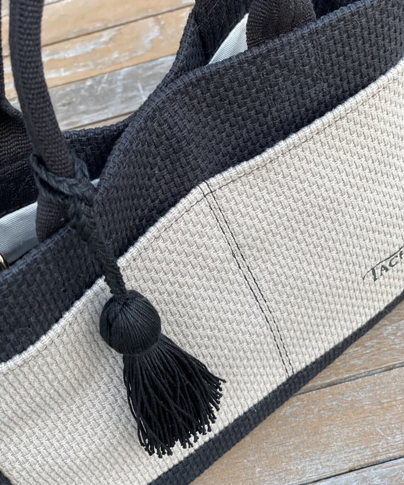 TASSELトートバッグ両面Sサイズ BLACK×GREIGE ※ショルダー