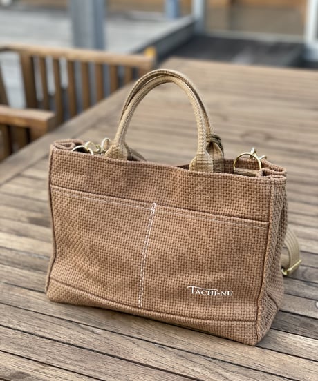 再販！TASSELトートバッグ両面Sサイズ CAMEL ※ストラップ&タッセルチャーム付き