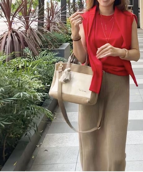 TASSELトートバッグ両面Sサイズ new  BEIGE ※ストラップ&タッセルチャーム付き