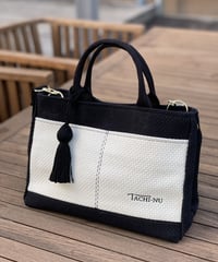 TASSELトートバッグ両面Sサイズ BLACK ※ストラップ&タッセルチャーム付き