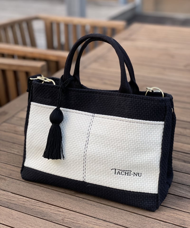 TASSELトートバッグ両面Sサイズ BLACK ※ストラップ&タッセル TASSELトートバッグ両面Sサイズ BLACK ※ストラップ&タッセル