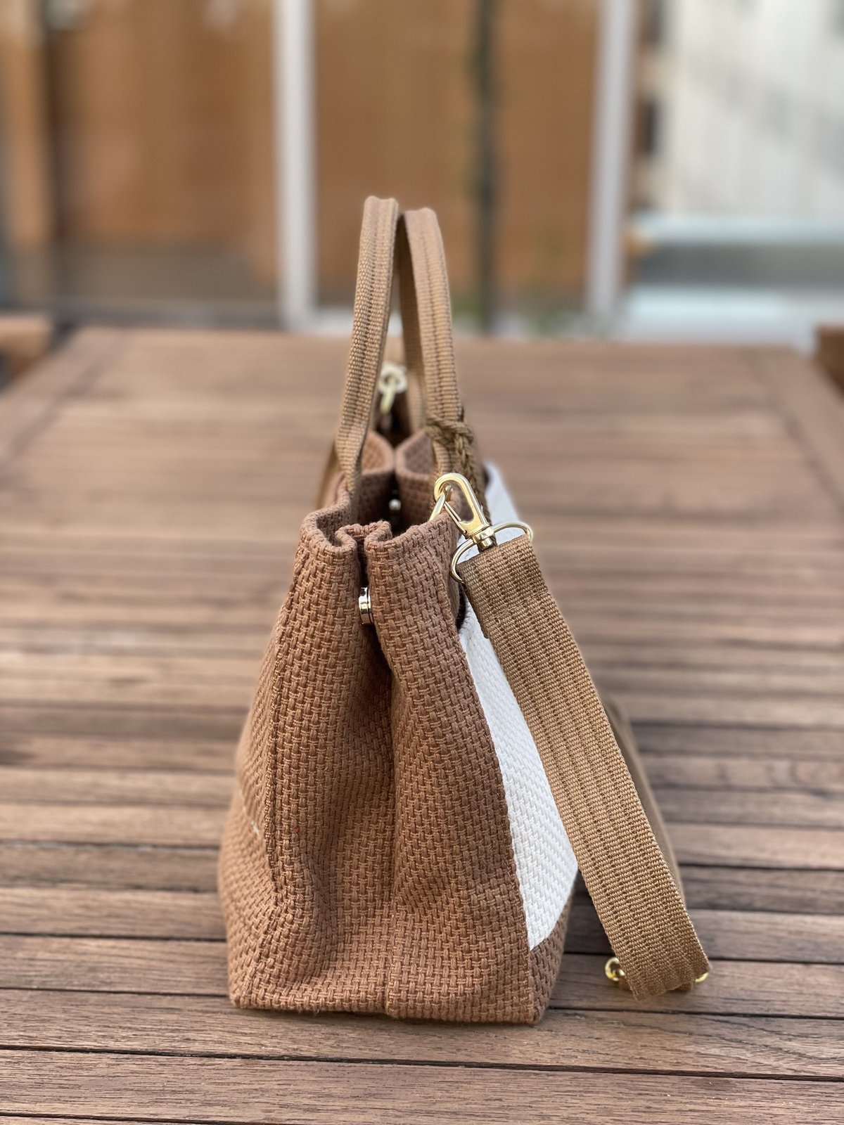 再販！TASSELトートバッグ両面Sサイズ CAMEL ※ストラップ&タッセル 