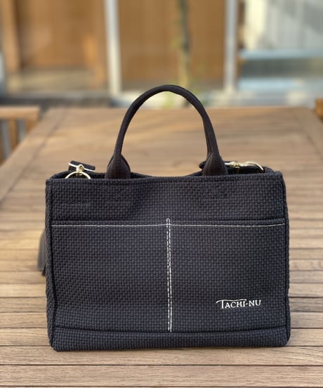 TASSELトートバッグ両面Sサイズ BLACK ※ストラップ&タッセルチャーム付き