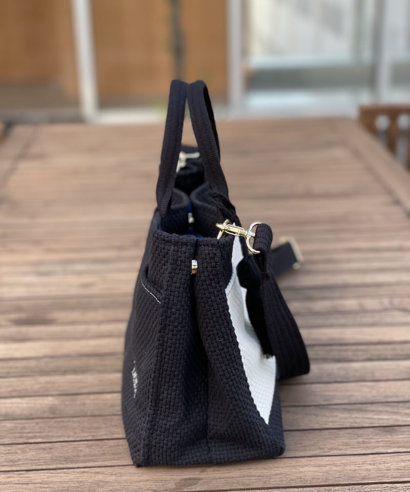 【超美品】タッセルトートショルダーバッグ TASSELトートバッグ両面Sサイズ BLACK×GREIGE ※ショルダー