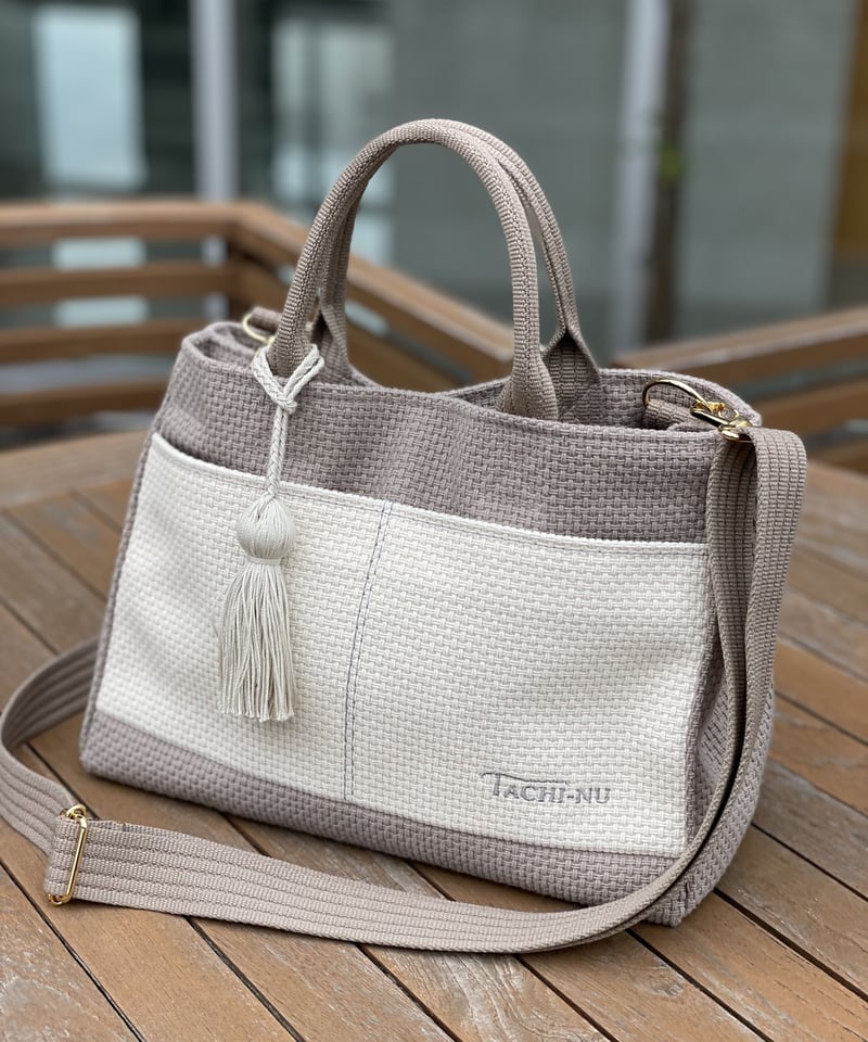 TASSELトートバッグ両面(S)グレージュ※ストラップ&タッセル TASSELトートバッグ両面(S)グレージュ※ストラップ&タッセル