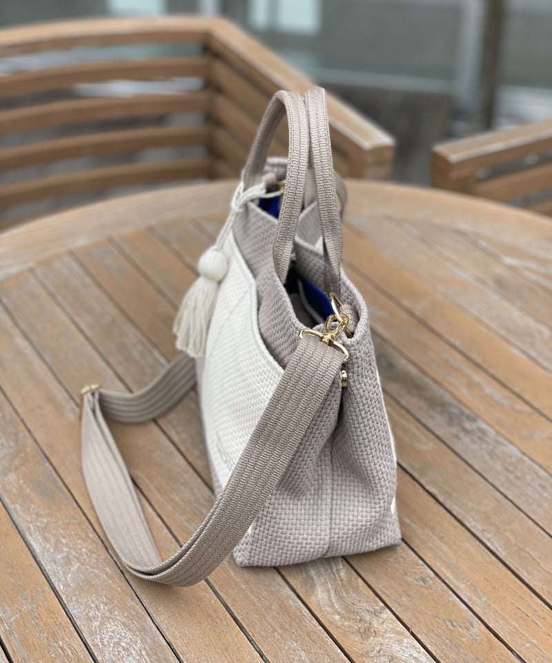 TASSELトートバッグ両面(S)グレージュ※ストラップ&タッセル TASSELトートバッグ両面(S)グレージュ※ストラップ&タッセル