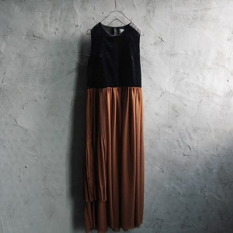 Tabrik no sleeve dress (navy x brown)  