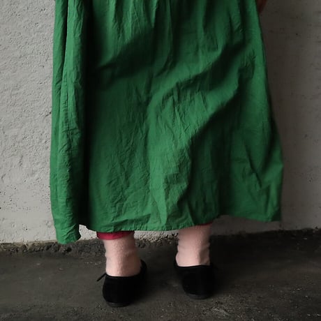 saruche v-button cotton dress (green)