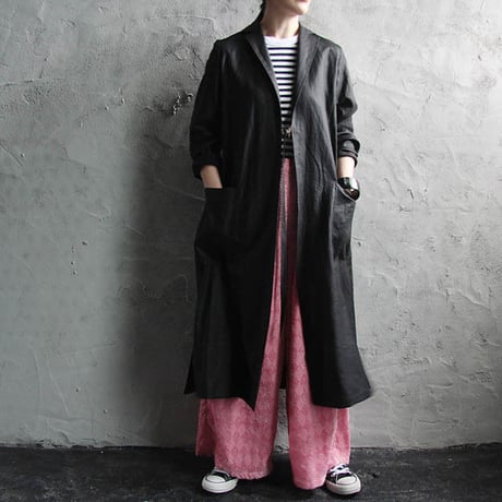 Tabrik coating linen coat black