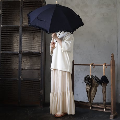 Tabrik fringe parasol (black x blue stripe)