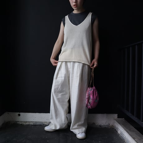 NOUVELLES DU PARADIS cotton knit vest (ivory)