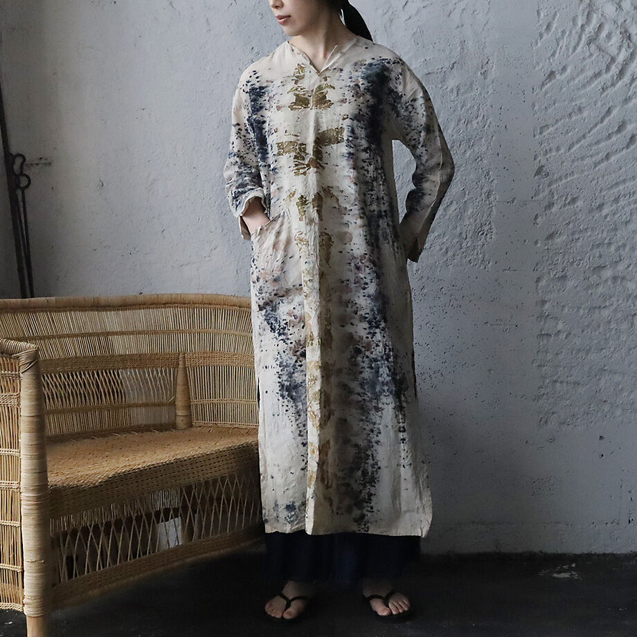 フナタビアトリエロングコート新品未使用タグ付きfunatabi atelier Funatabi atelier kurta dress (botanical dye) |