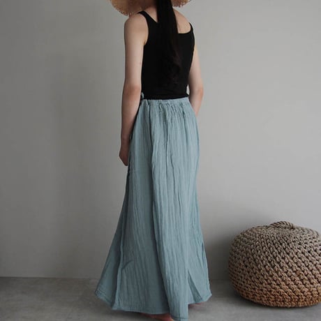 organic cotton long skirt  sax blue