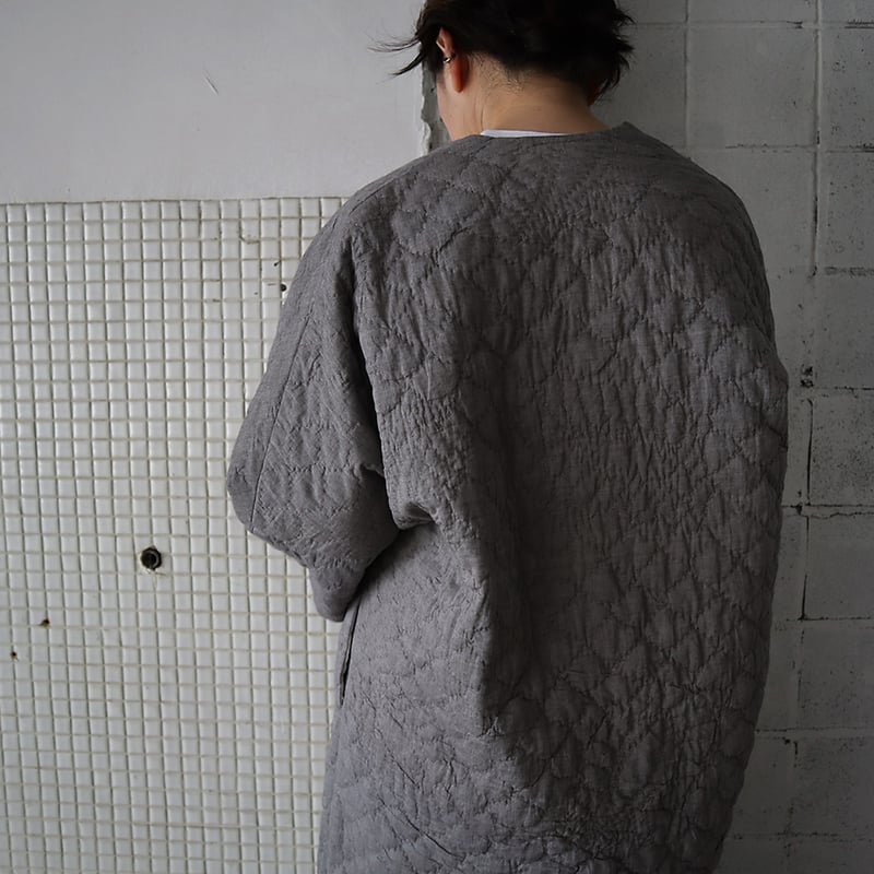 TOWAVASE khadi cotton quilt robe (gray) | nii-B