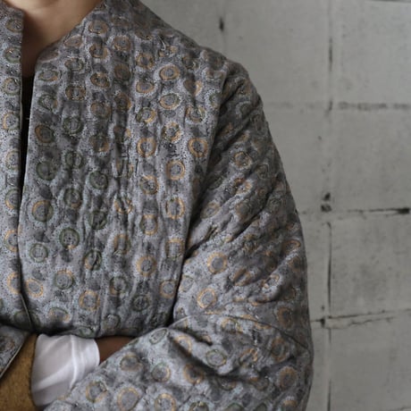 TOWAVASE cotton quilt robe (gray x goldprint)