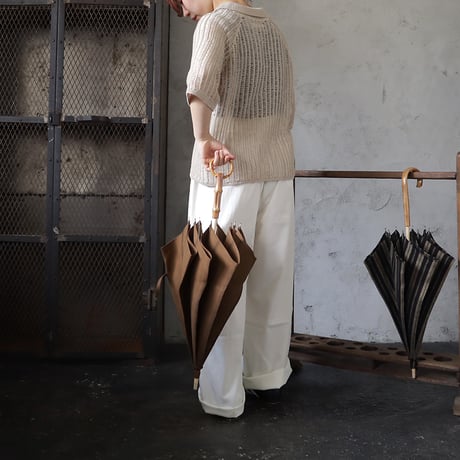 Tabrik parasol with bamboo ring (brown stripe)