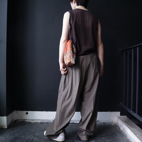 NOUVELLES DU PARADIS openwork knit vest (dark brown)