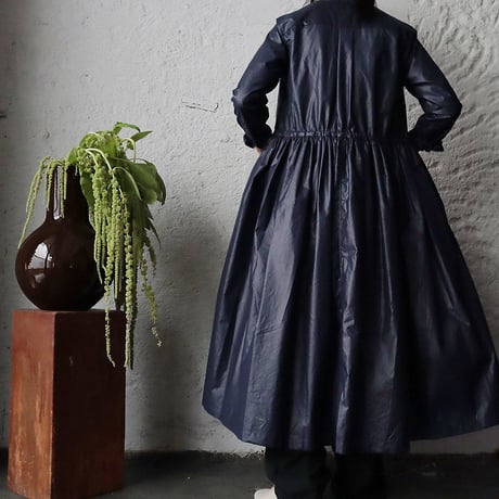 R&D.M.Co- thin cloth front open dress (navy)