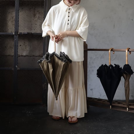 Tabrik fringe parasol (khaki x beige stripe)