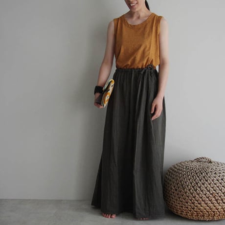 organic cotton long skirt charcoal gray
