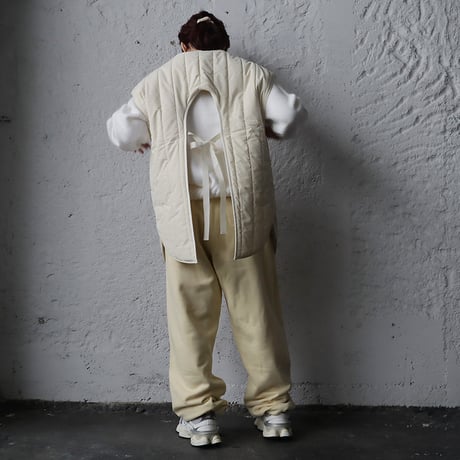 ànuke backopen stripe vest (cream)