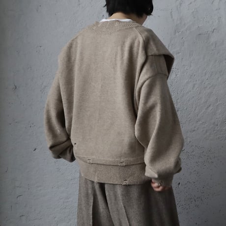 RYU KAGA damaged knit caradigan (beige)