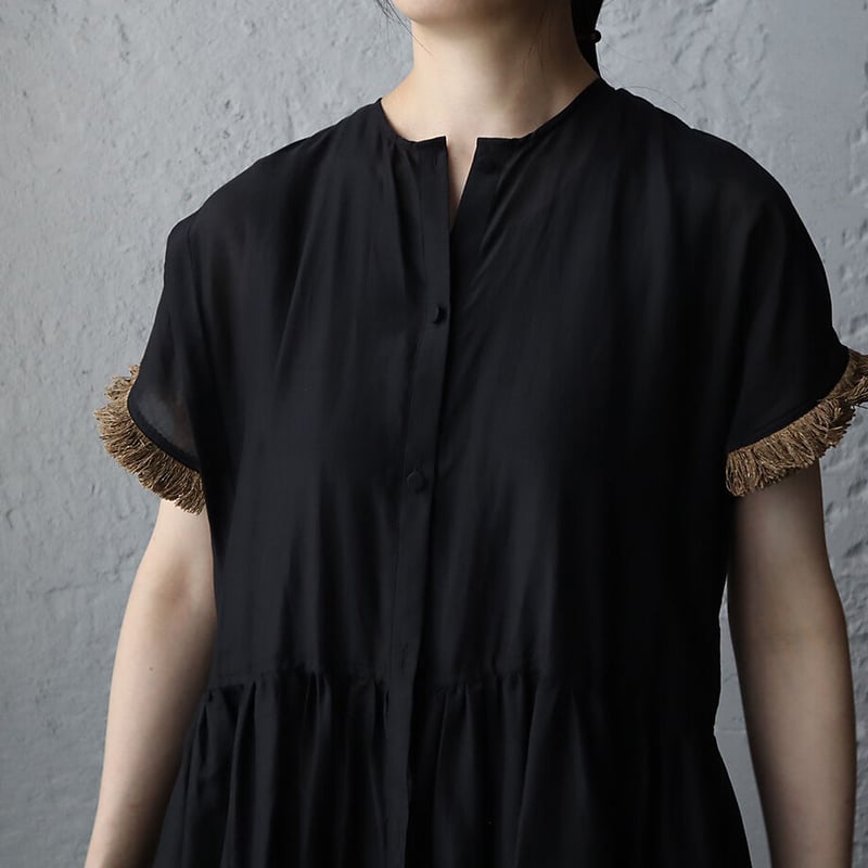 新品タブリクTabrikフリンジドレスfringe dress黒コットンシルク Tabrik fringe dress (black) | nii-B | WEBSHOP