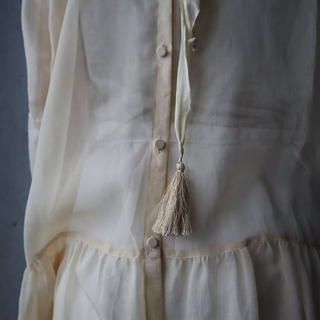Tabrik vintage fabric tiered dress (beige)