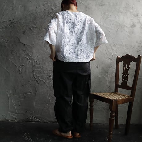 .less cut jacquard blouse (white)