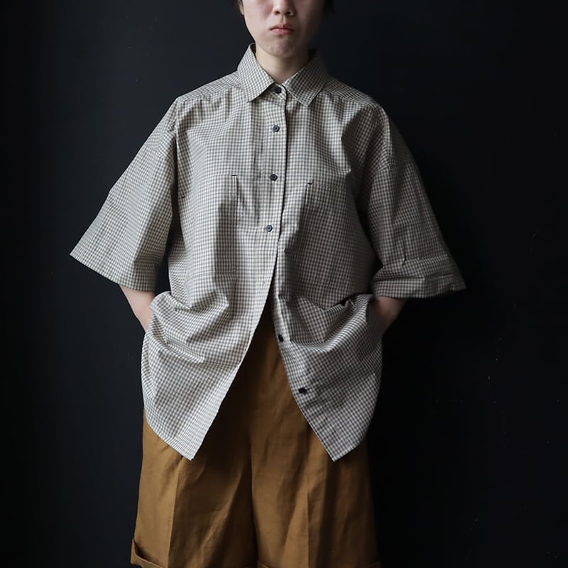 ànuke check over shirts (beige) | nii-B | WEBSHOP