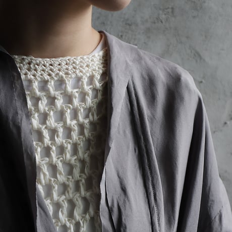 TOWAVASE Volant silk short robe (light gray)