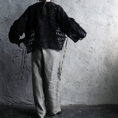 saruche hand cutwork short jacket (black)