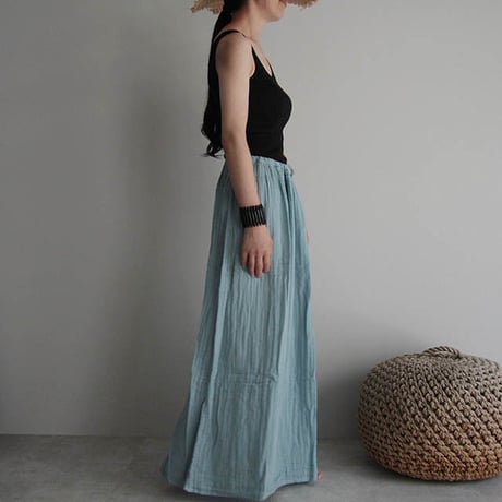 organic cotton long skirt  sax blue
