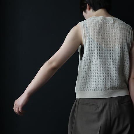 NOUVELLES DU PARADIS openwork knit vest (ivory)