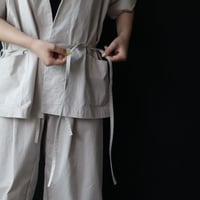 Tabrik linen puff blouse (doro-zome) | nii-B |