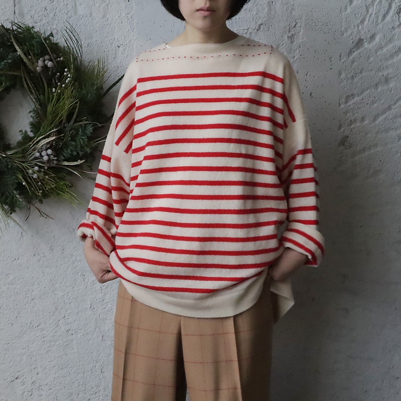 TOWAVASE Basque pullover (ivory x red) | nii-B