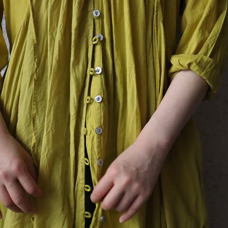 saruche v-button cotton dress (yellow)