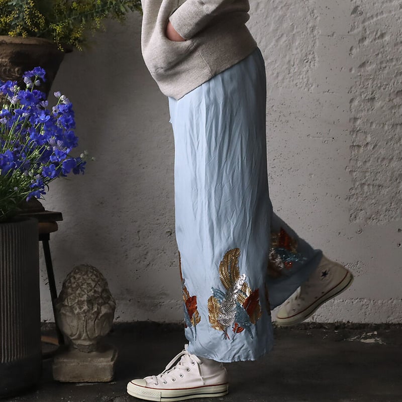 TOWAVASE Aile silk pants (blue) | nii-B | WEBSHOP