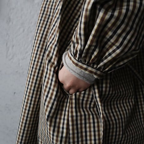 R&D.M.Co- ROBINSON'S check gather sleeve dress (brown)