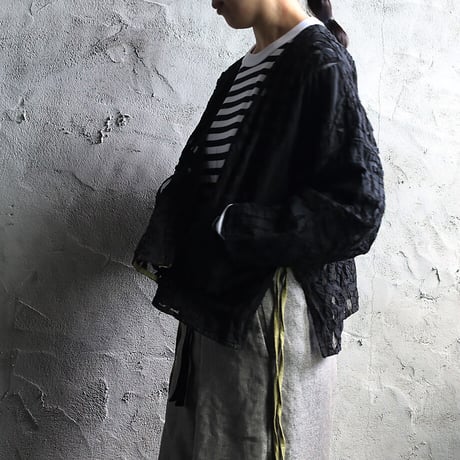 saruche hand cutwork short jacket (black)