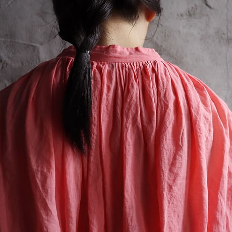 R&D.M.Co- khadi cotton  gather tuck blouse (pink)