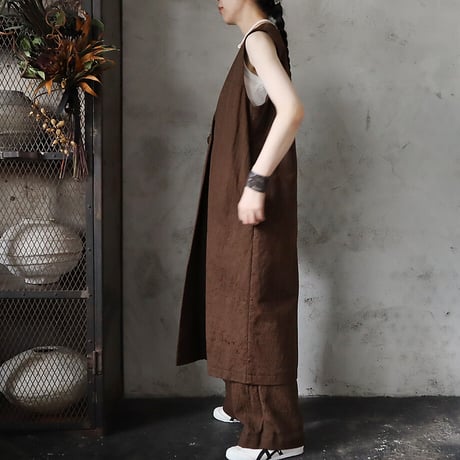 .less jacquard long  gilet (brown)