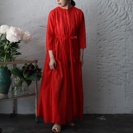 Tabrik cotton silk gather dress (red)